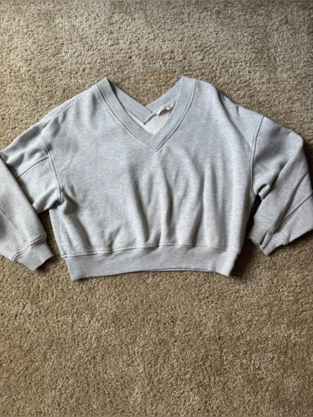 Francesca’s Light Gray Cropped V-Neck Sweater